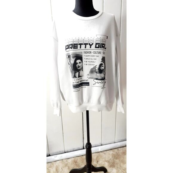 Shein Sweater  Size S White 100% Polyester Pretty Girl   #279 - Picture 1 of 6